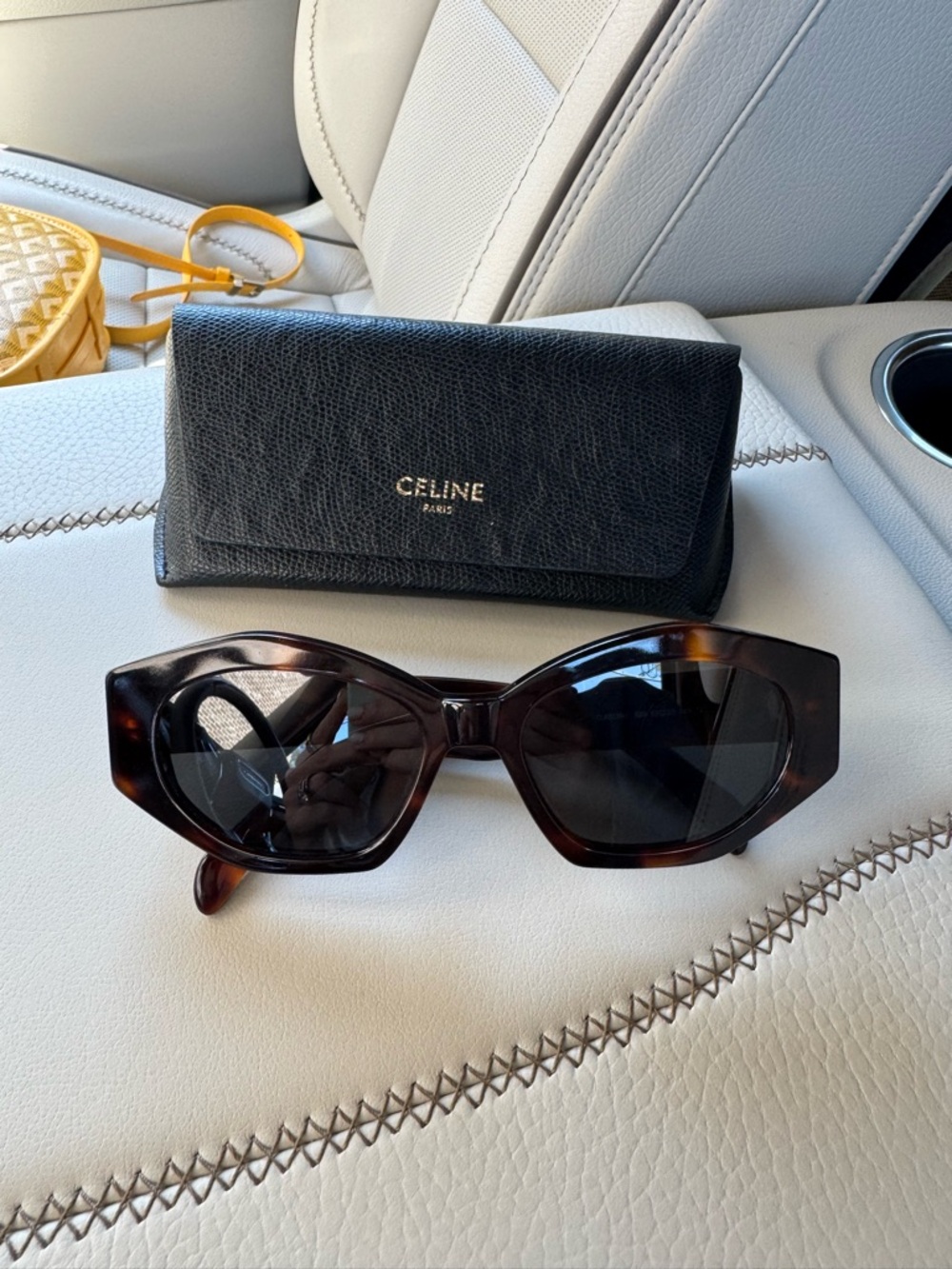 Celine Tortoiseshell Frame Sunglasses with Black Lenses - Picture 3 of 7